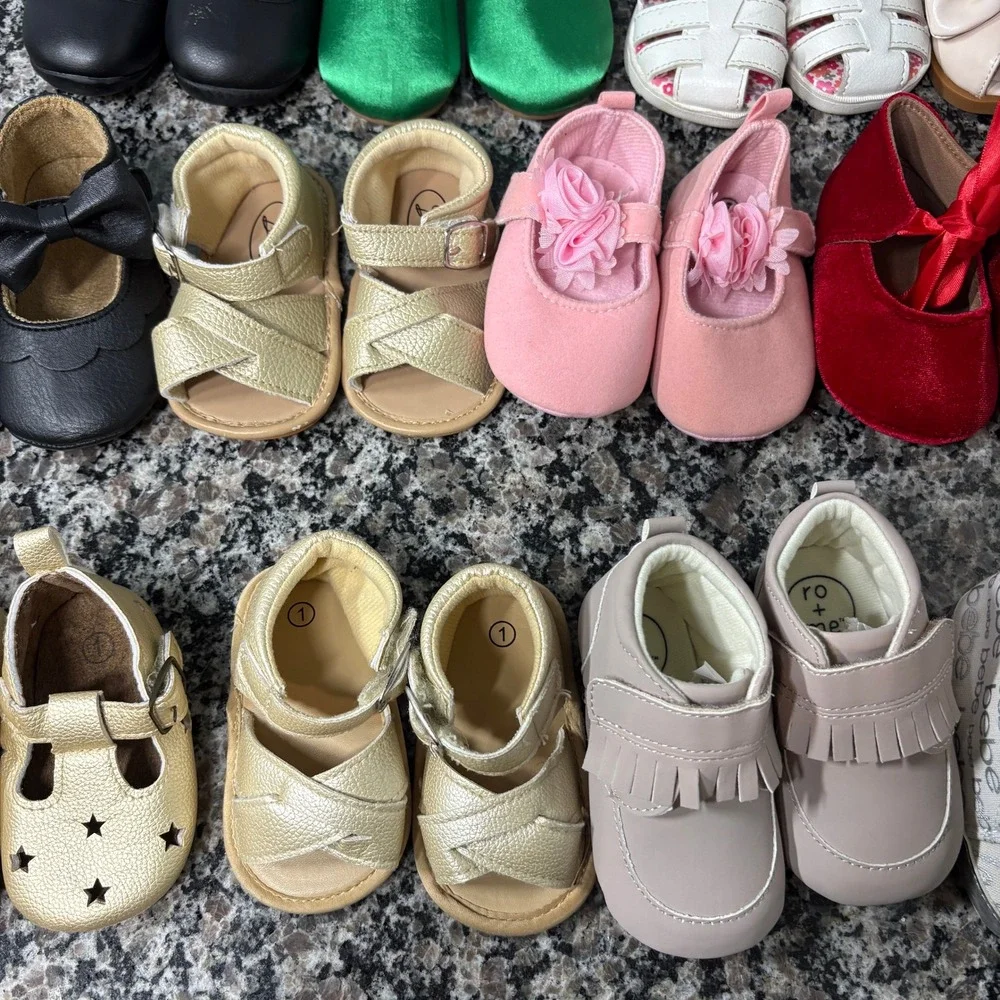 Baby Girl Shoe Lot 13 Pairs Old Navy Wonder Nation Bebe Size 1 2 3 4 12-18M
